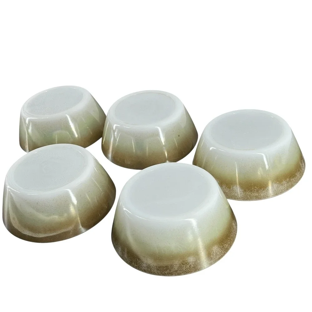 Vtg Federal Glass Mesa Moss Milk Glass Cereal Soup Bowls 5
